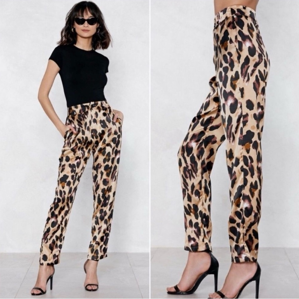 Nasty Gal Leopard High Waist Pants